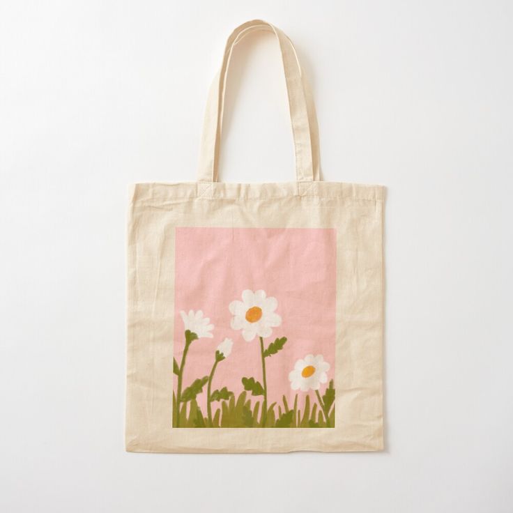 Cute Pink Tote Bag, Things To Paint On Tote Bags, Painting A Tote Bag, Painted Bags Ideas, Flower Tote Bag Design, Tote Painting Ideas, Tote Bag Art Painting, Painted Tote Bag Ideas, Totebag Painting Ideas