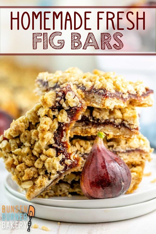 homemade fresh fig bars stacked on top of each other