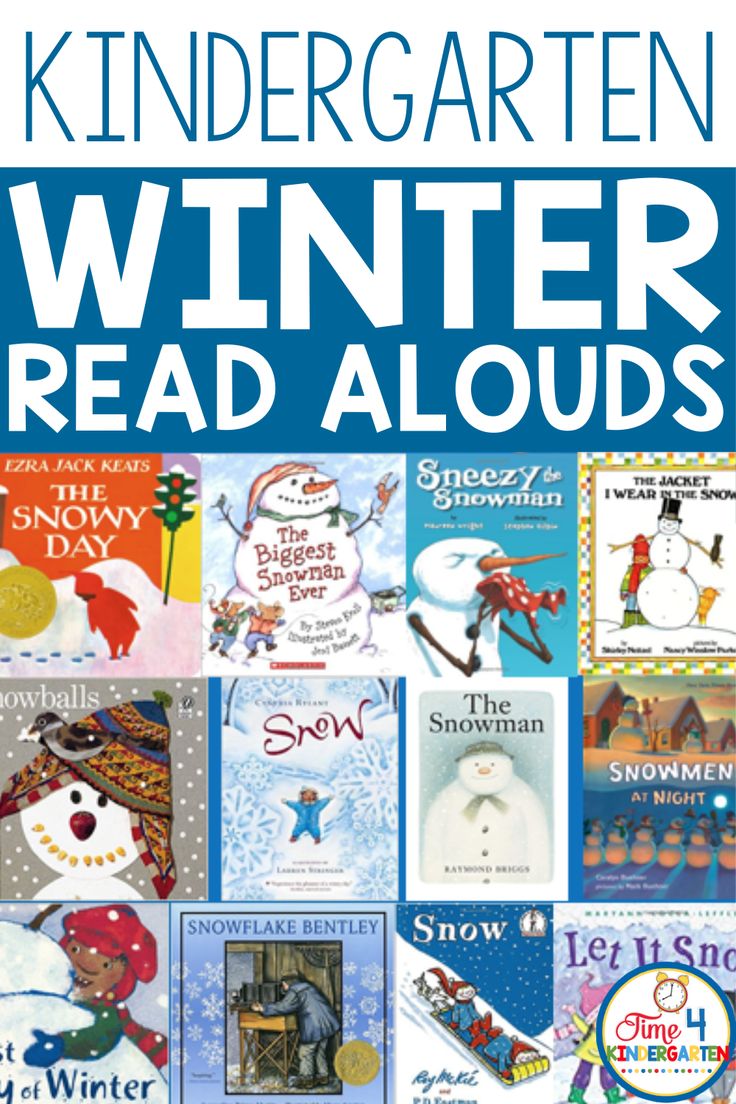 the book cover for kindergartn winter read alouds with pictures of children's books