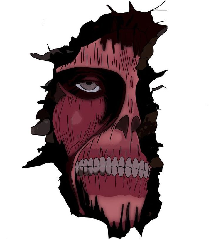 a drawing of a man's face with teeth and blood on the upper half of his face