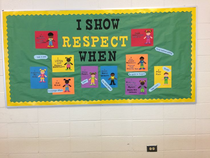 a bulletin board that says i show respect when