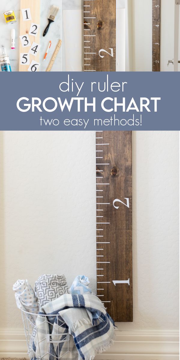 a growth chart with text overlay that says diy ruler growth chart two easy method