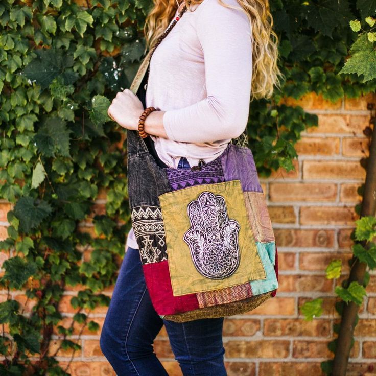 Bags Hamsa Bliss Patchwork Bag FB303 Pink Duffle Bag, Patchwork Tote Bags, Tote Bag Pattern Free, Lace Bag, Embellished Bags, Crazy Patchwork, Bag Pattern Free, Handcrafted Bags, Embroidered Bag