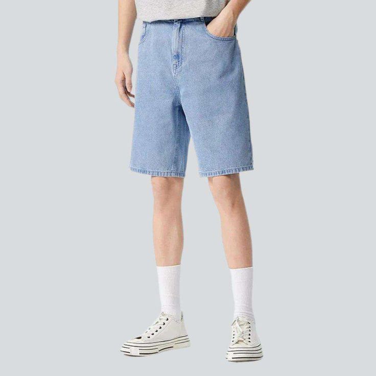 Make a statement this summer and channel your inner Pre-y2k fashionista with our 2023 Summer Collection loose men's denim shorts! Featuring a mid-waist fit. zipper & button closure and a stonewashed finish. you'll be the envy of any gathering. Why These Shorts are a Summer Must-Have: Vintage Vibe: Experience the classic vibes of the 90s with these timeless denim shorts. Luxe Comfort: Enjoy unparalleled comfort with a mid-waist fit and a loose fit style. Distinctive Finish : Impress with a stonew Hooded Jean Jackets, Denim Clothes, Black Jean Skirt, Mens Denim Shorts, Black Men Street Fashion, Men Street Fashion, Denim Clothing, Current Fashion Trends, Vintage Vibe