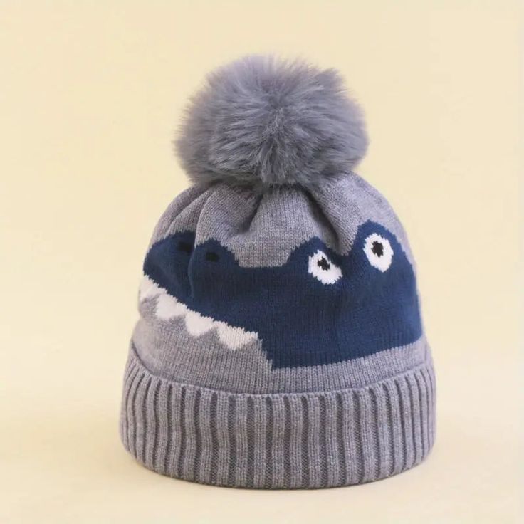 Kids Winter Hat | Croc - Kids Accessories - Poshinate Kiddos Baby & Kids Store - Front view of Croc hat Winter Cap With Plush Lining, Insulated Winter Cap, Winter Sports Hats With Fleece Lining, Warm Hat For Winter Sports, Warm Gray Hats For Outdoor, Warm Gray Hat For Outdoor, Playful Hats For Cold Weather, Gray Hats For Winter Outdoor Activities, Gray Hats For Outdoor Winter Activities