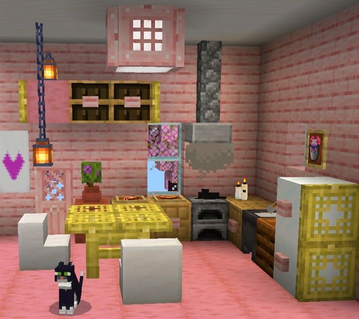 a cat is standing in the middle of a room with pink walls and flooring