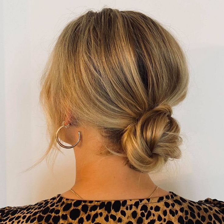 Low Pony Updo Medium Hair, Bridesmaid Low Bun Short Hair, Loose Upstyles For Medium Hair, Low Updo Wedding Guest Hair, Elegant Mid Length Hair Hairstyles, Mid Length Fine Hair Updo, Low Bun Wedding Hair Minimal, Casual Low Updo, Soft Textured Low Bun