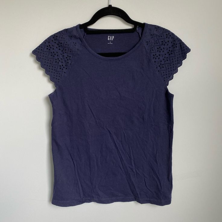 Never Worn, In Perfect Condition. Has Cute Lace Detailing On Sleeves. Lace Detail, Gap, Color Blue, Top Blouse, Blouses, Blue Color, Womens Tops, Lace, Women's Top