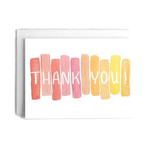 a card with the words thank you written in watercolor