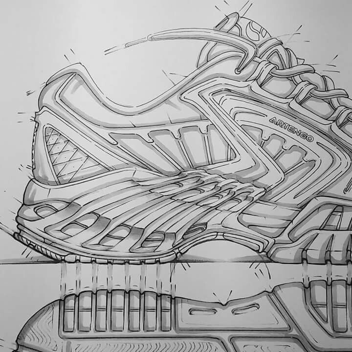 a drawing of a pair of sneakers