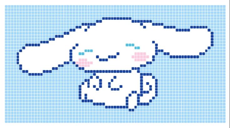 a cross stitch pattern with a white dog on it's head and blue background