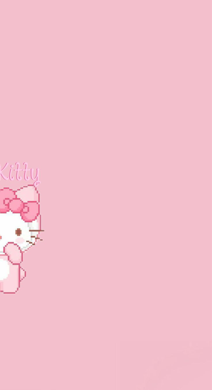 a pink hello kitty wallpaper with the word hello kitty on it's face