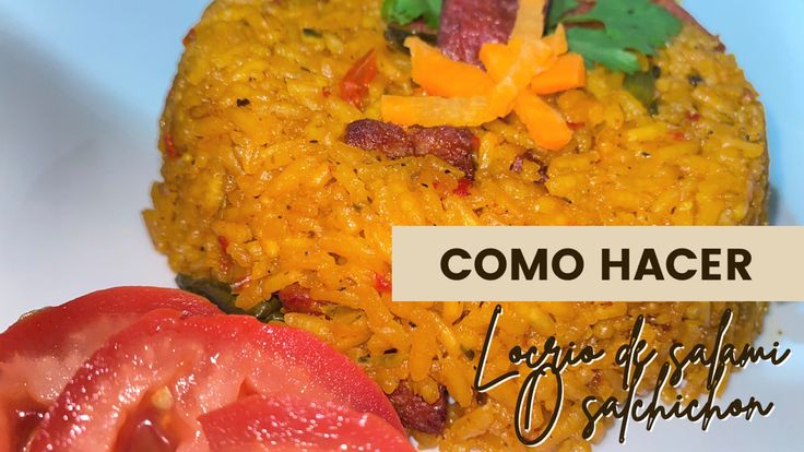 a close up of food on a plate with text overlay that reads como hacer