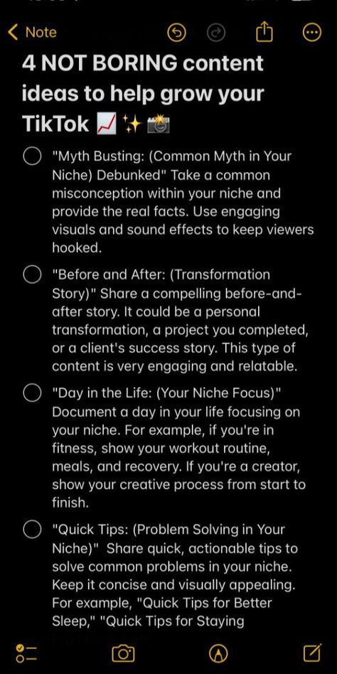 a text message that reads, not boring content ideas to help grow your tiktok