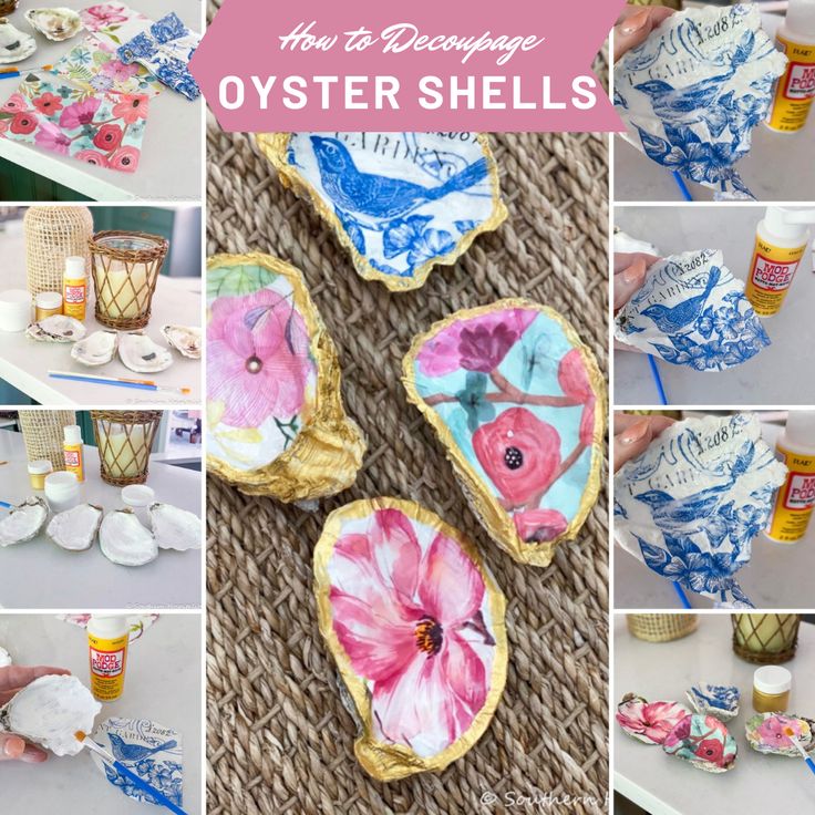 how to recycle oyster shells and make them look like they have flowers on them