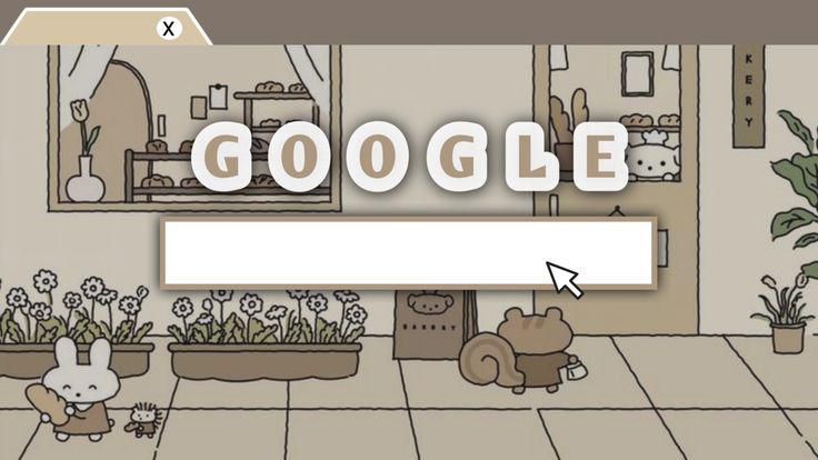 an animated image of a living room with plants and stuffed animals in the corner that says google