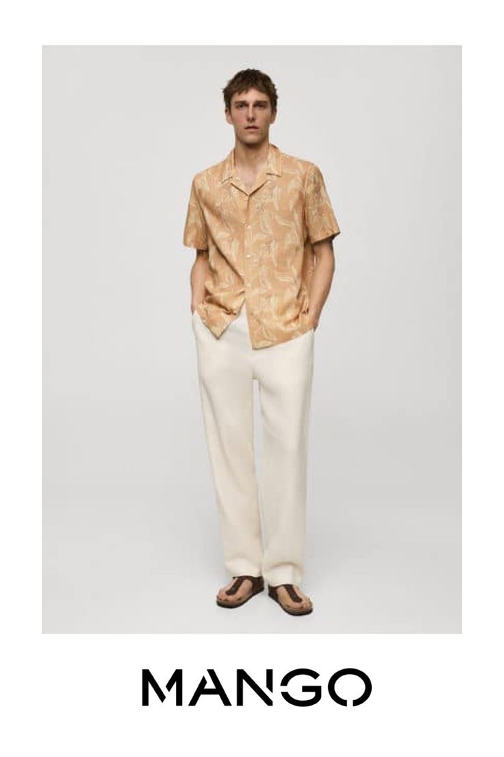 Take advantage of the best discount of the year with Black Friday, Regular fit, Cotton-blend fabric, Flowy fabric, Tropical print, Bowling collar, Button fastening on the front section, Short sleeve, Straight hem, The model is 6'1" and is wearing a size M Peach Mango, Welcome To The Party, Mango Man, Short Sleeve Button Up, Short Sleeve Button, Tropical Print, Bowling, Men Short Sleeve, Workout Shirts