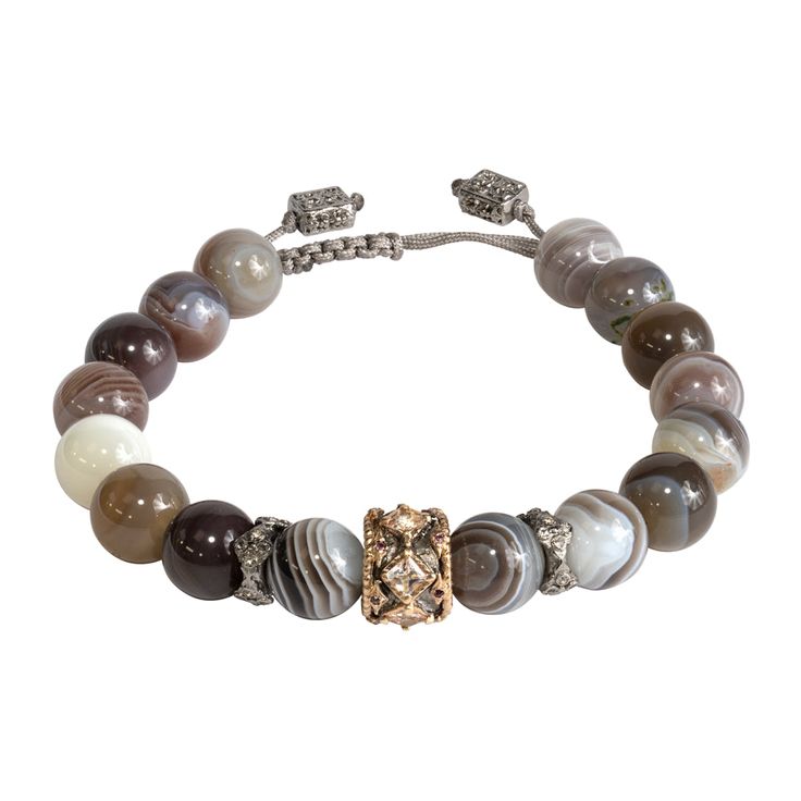 Bracelet 14kt Rose Gold and grey sterling silver with Botswana Agate round smooth bead multi color,Morganite and Rhodolite. Mixed Metal Jewelry, Botswana Agate, Agate Beads, Mixed Metals, Botswana, Morganite, Stone Bracelet, Metal Jewelry, Band Rings