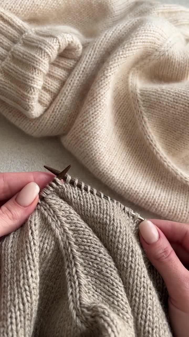 two hands holding a piece of knitted material