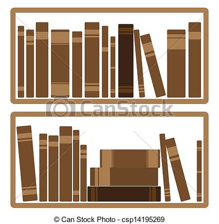 two bookshelves with brown books on them