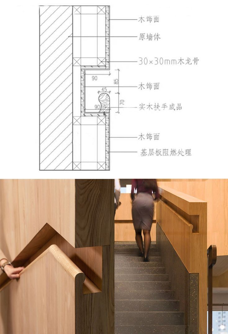 an image of stairs and handrails in various stages of being made from wood