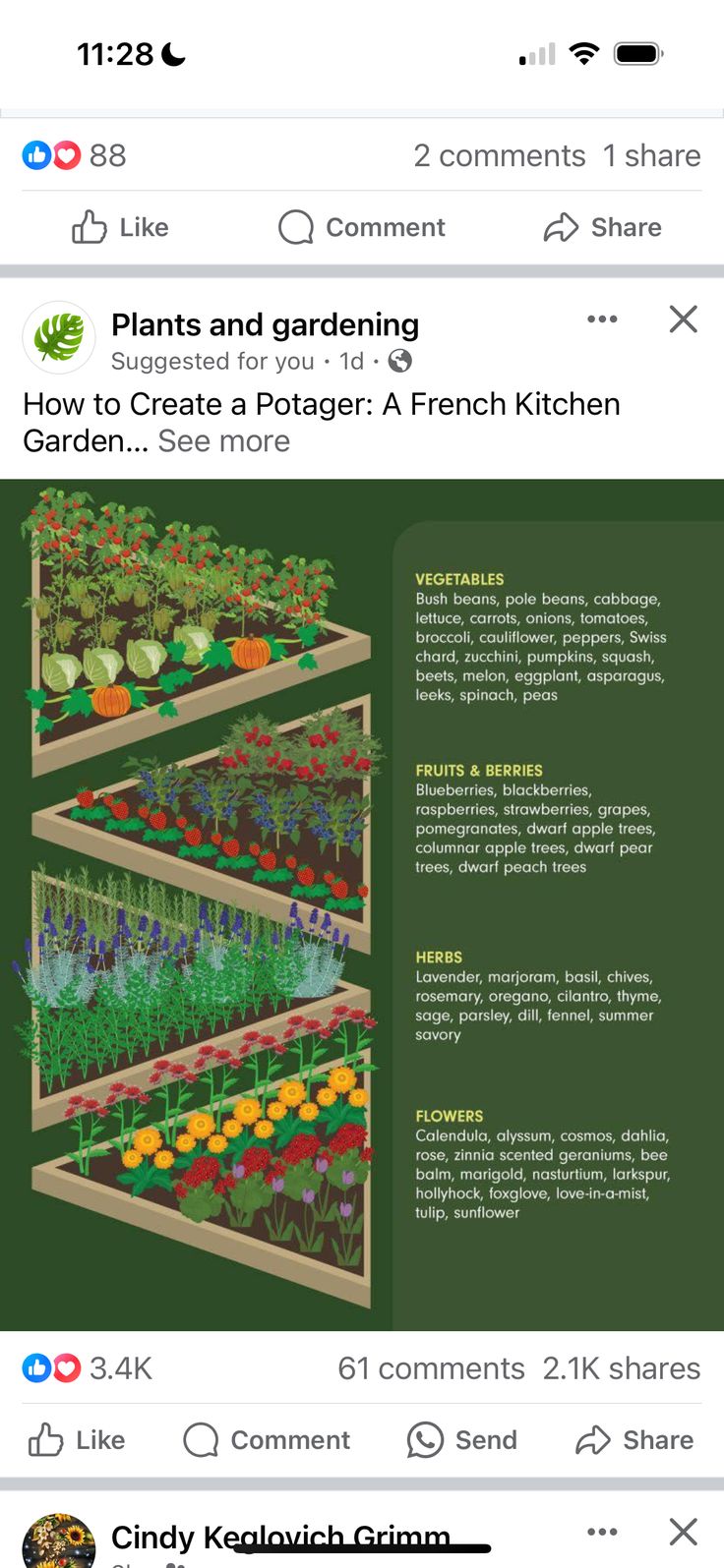 an image of a facebook page with the words how to create a french kitchen garden