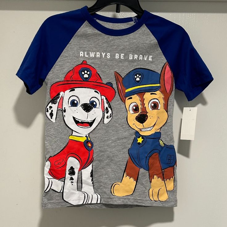 Paw Patrol Tee Shirt Nwt! Paw Patrol Boys Short Sleeve Logo T-Shirt Regular Fit Crewneck Graphic At Front Cotton, Polyester Playful Gray Cotton Tops, Gray Cotton Tops For Playtime, Casual Gray Tops For Playtime, Gray Cotton Tops With Character Print, Gray Cotton Top With Cartoon Print, Playful Gray Cotton Top, Paw Patrol Vinyl Shirt, Paw Patrol Birthday Tshirt, 3rd Birthday Shirts For Boys Paw Patrol