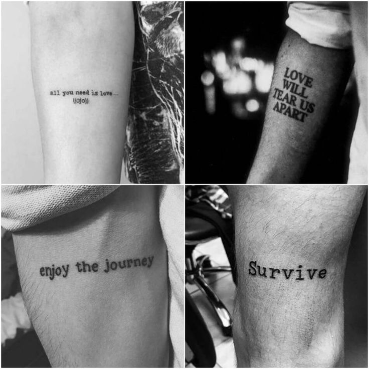 four different tattoos that say, enjoy the journey and survive