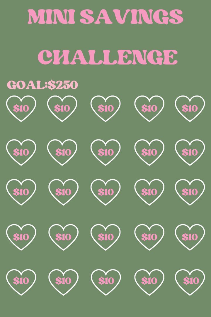 the valentine's day savings challenge is shown in pink and white with hearts on it