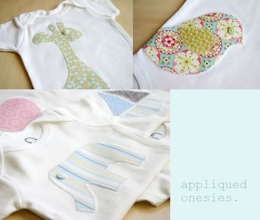 three different pictures of baby onesuits with giraffe and elephant designs on them