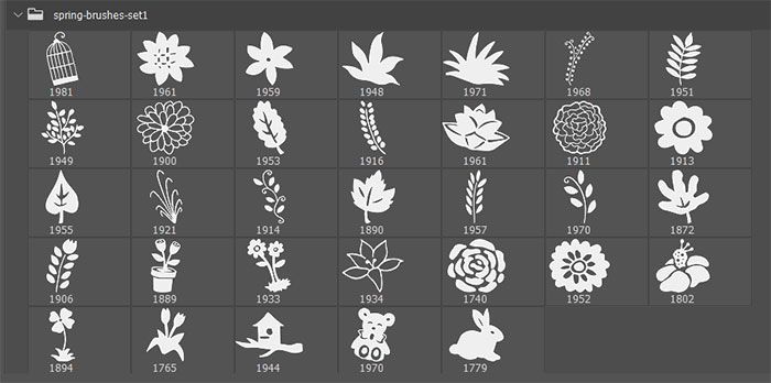 an image of different types of flowers and leaves in the style of stencils