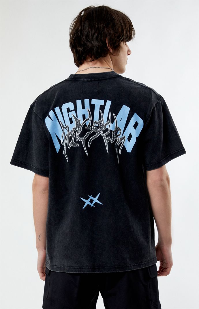 PacSun Exclusive! Step into the scene in style with the Nightlab XX T-Shirt. This tee boasts a classic crew neckline and short sleeves for easy comfort. With a vintage wash for a worn-in feel, it offers a relaxed regular fit. The branding on the left chest and back adds a touch of edge, making it a standout piece.


	Crew neckline
	Short sleeves
	Standard fit
	Left chest & back graphics
	Vintage wash
	100% Cotton
	Machine washable
	Model is wearing size medium
	Model Measurements: 6'1 Height Black Washed T-shirt For Summer, Summer Black Washed T-shirt, Urban Faded T-shirt With Letter Print, Urban Style Faded T-shirt With Letter Print, Faded Urban T-shirt With Letter Print, Faded Screen Print T-shirt For Streetwear, Faded Crew Neck T-shirt Band Merch, Faded Graphic Print T-shirt For Streetwear, Washed Black Crew Neck T-shirt For Streetwear