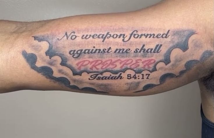 Bible Verse Quarter Sleeve Tattoo, Isaiah Bible Verse Tattoos, Tattoo Ideas For Men Upper Arm Bible Verse, Inner Arm Tattoo For Men Upper, Bicep Tattoo Men Bible Verse, Inner Bicep Tattoo Men Simple, Bible Verse Tattoos For Men Upper Arm, Bible Verse Tattoos For Men Inner Bicep, Bicep Tattoo Men Inner