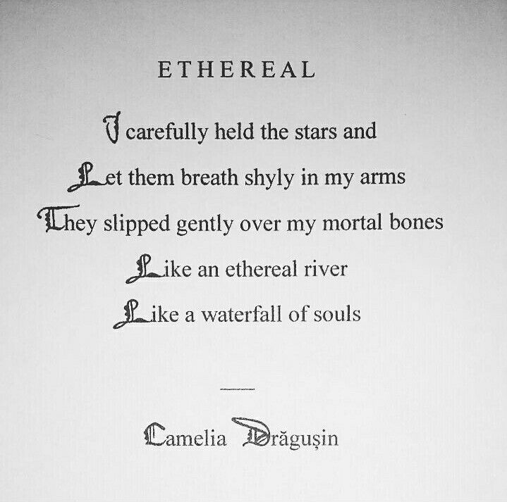 an old book with some type of poem written on it's page and the words ethereal