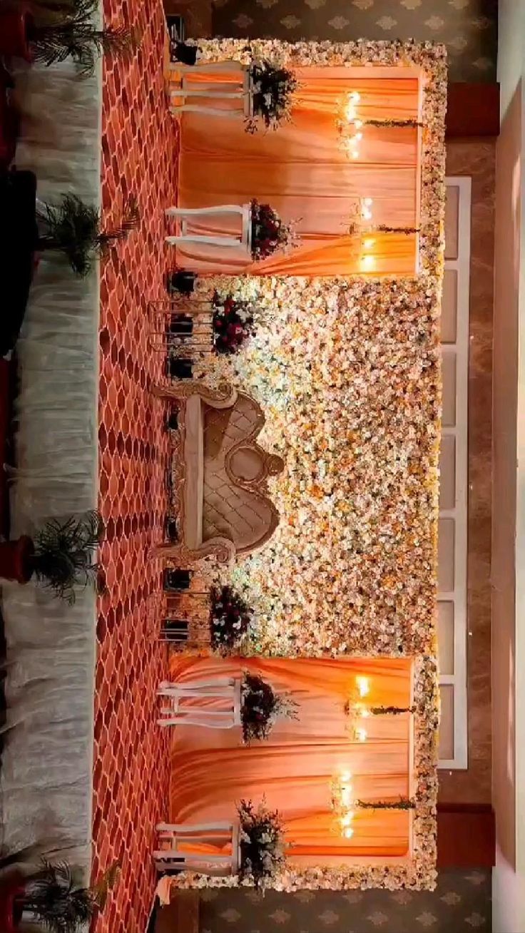 an overhead view of a wedding ceremony with candles