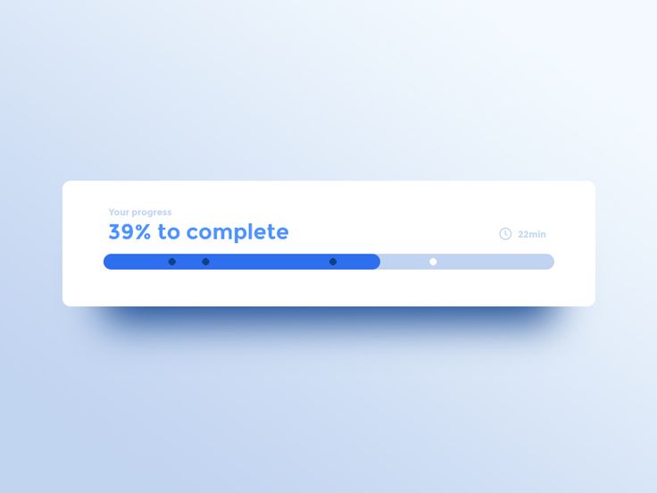 a white and blue web page with the text 39 % to complete