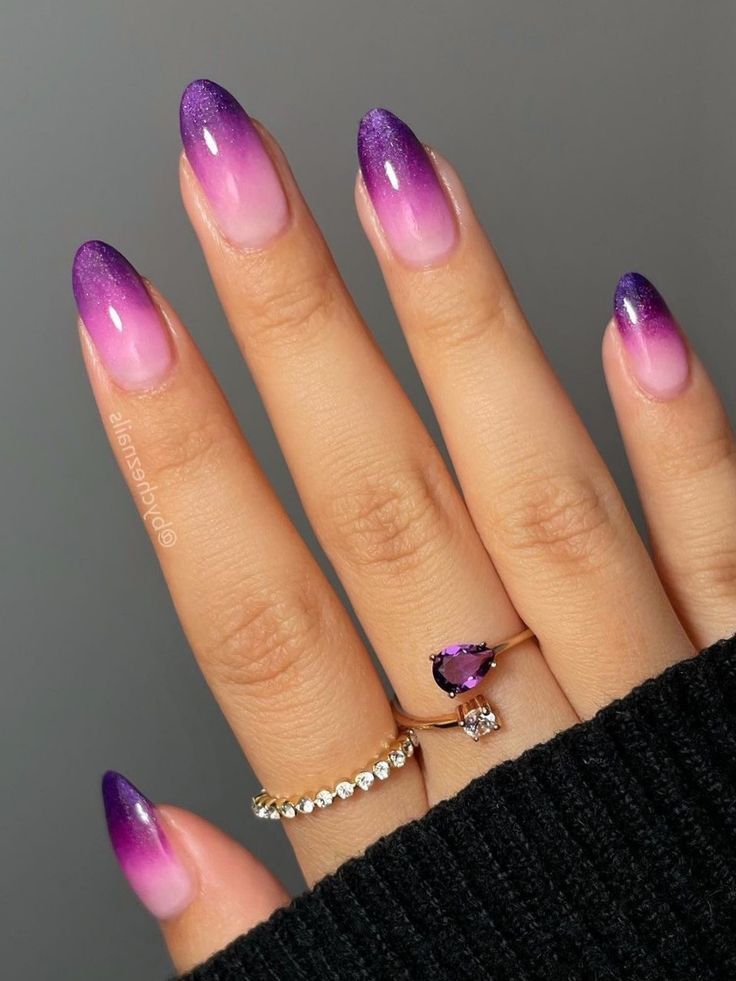 All of our Cute Nails are made with high-quality materials and are easy to apply, ensuring that you'll have nails that look great and last. Whether you're looking for a subtle and sweet design or a bold and quirky look, our Cute Nails have got you covered. So why not add some fun to your nails and treat yourself to a set of Cute Nails today! Cute Squoval Nails, Purple Pink Ombre Nails, Purple And Nude Nails, Pink And Purple Ombre Nails, Trendy Purple Nails, Purple And Pink Nails, Purple Ombre Nails, Unghie Sfumate, Purple Nail Art