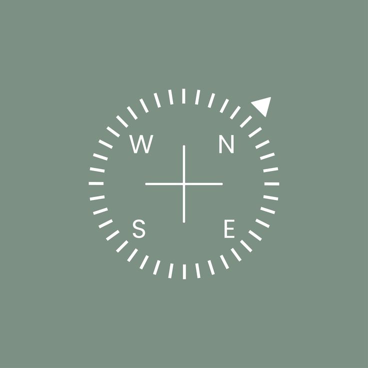 a white compass on a gray background with the words wn s e written below it