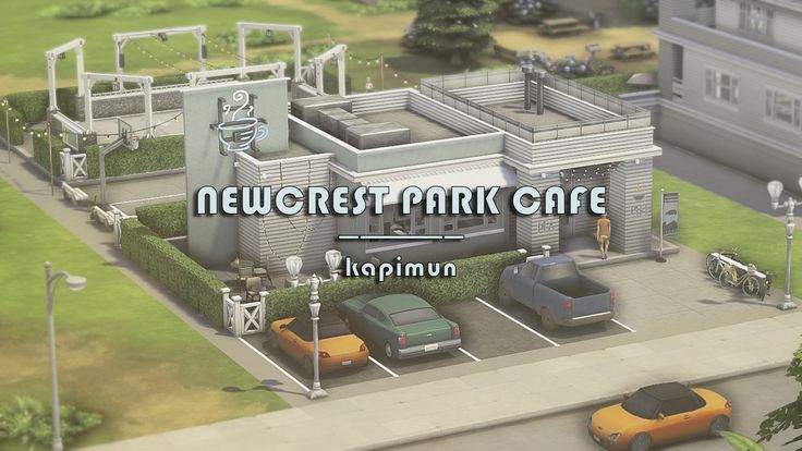 Sims 4 Newcrest, Park Cafe, The Sims 4 Lots, Sims 4 House Building, Sims Building, Sims Games, Sims 4 Cc Furniture, Sims 4 Build, Sims Community