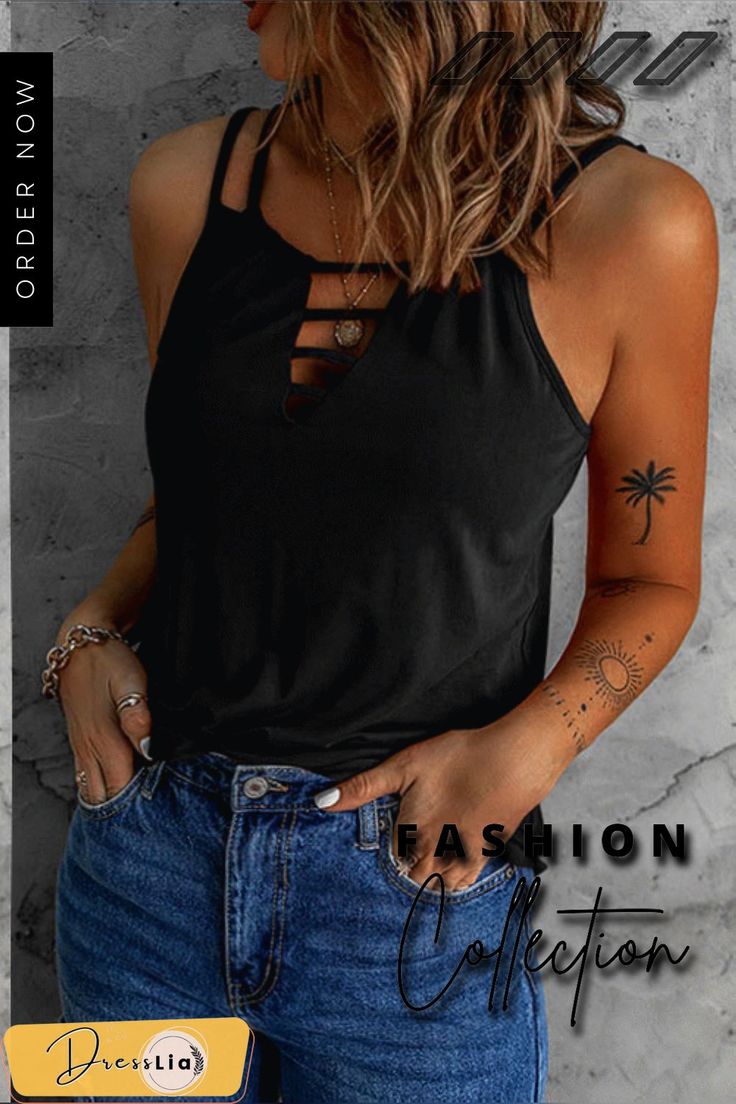 Hollow Criss Cross Tank Top Chaleco Casual, Criss Cross Tank Top, Boutique Wholesale, Sweaters Women, Women Hoodies, Clothing Wholesale, Spaghetti Strap Top, Saint John, Women Sweaters