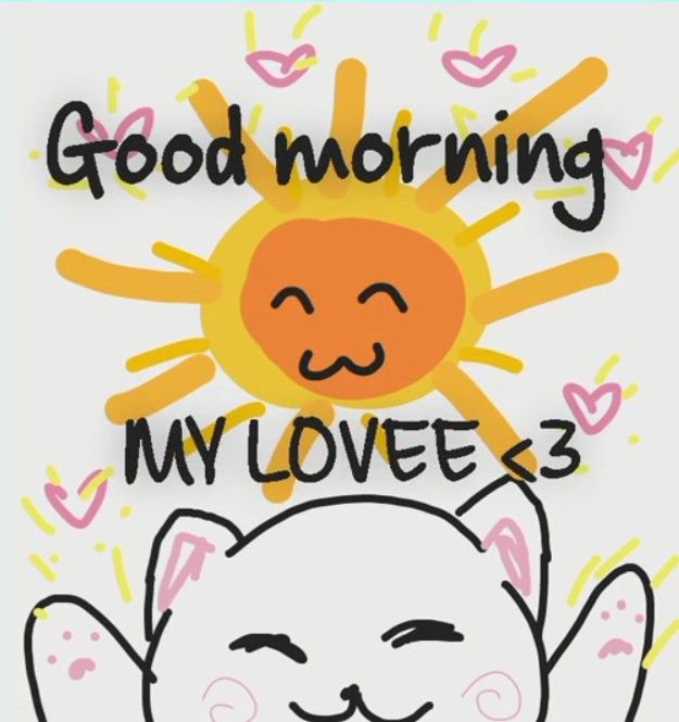 a drawing of a cat with the words good morning my love