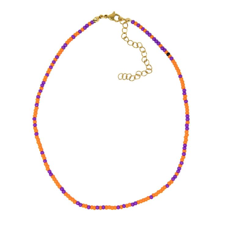 Limited Edition Necklace Petite, but playful. This necklace is a perfect sprinkle of neon orange and purple! This small but mighty piece instantly elevates any look. 3mm mixed neon orange and purple seed bead water resistant and sweat proof Sweat Proof, Neon Orange, How To Apply Makeup, Orange And Purple, Plastic Bag, Body Oil, Keep It Cleaner, Seed Beads, Beads