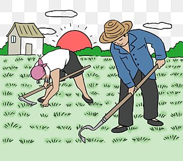 a man and woman are working in the field, illustration, cartoon png and psd