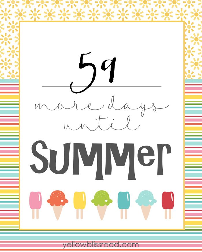 the text reads,'59 more days until summer'with ice cream cones and sunflowers