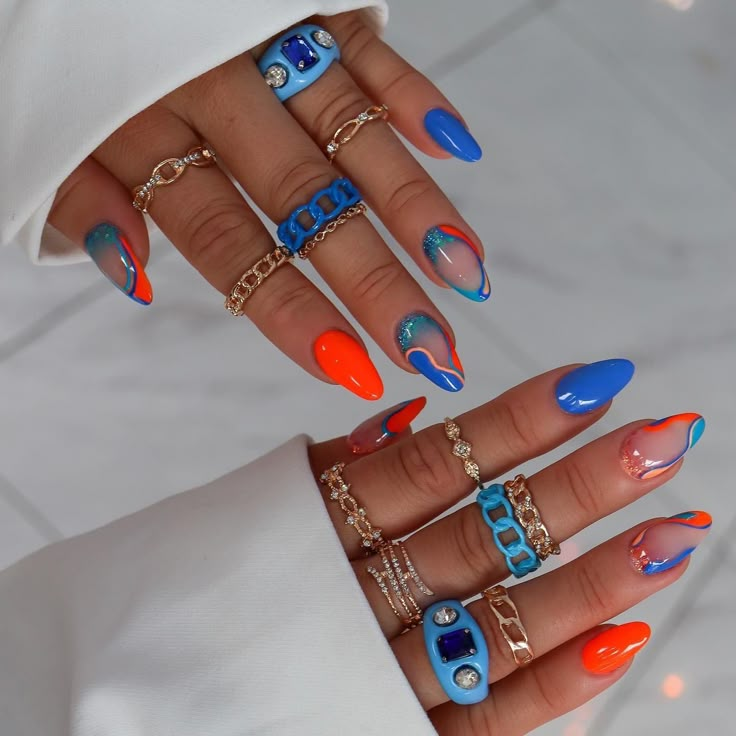 Nails And Rings, Summery Nails, Cute Gel Nails, Get Nails, Fire Nails, Funky Nails, Dream Nails, Fancy Nails, Pretty Acrylic Nails