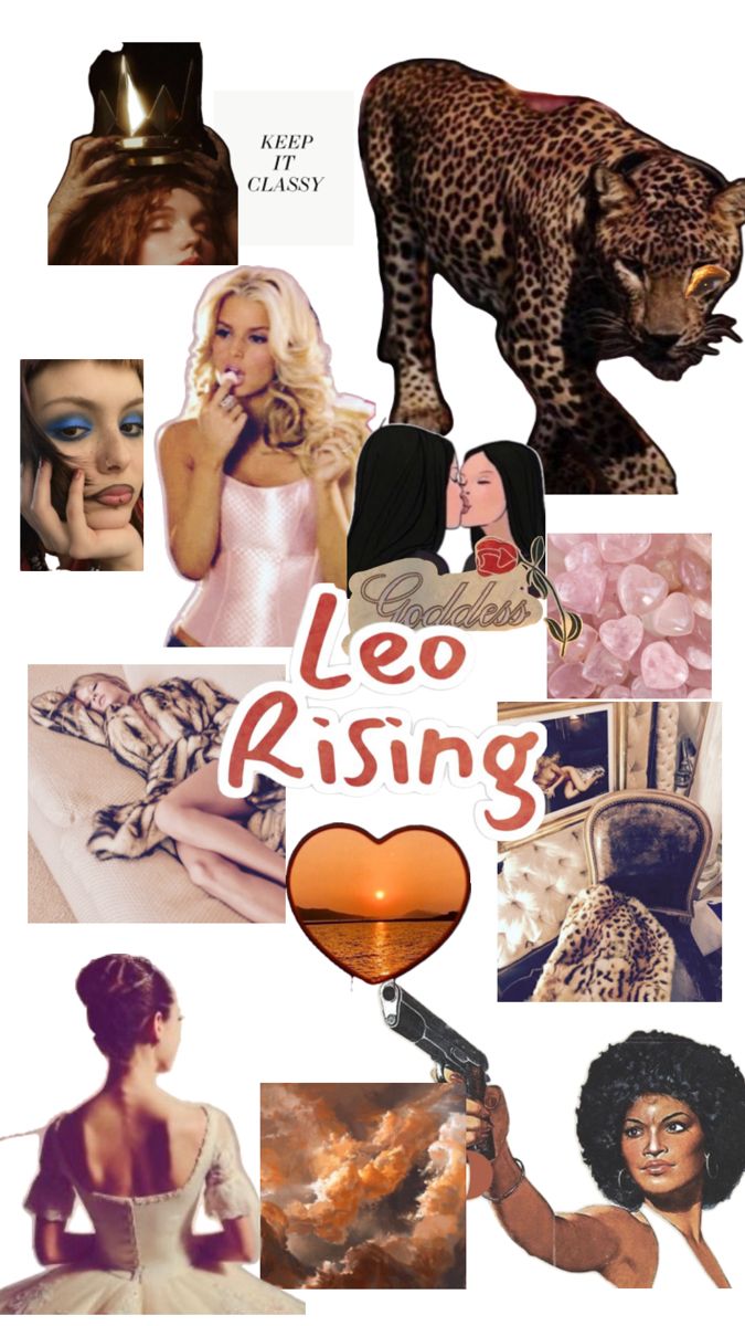 a collage of photos with the words leo rising on them and images of women