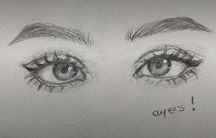 a drawing of two eyes with the words i love you written on their foreheads