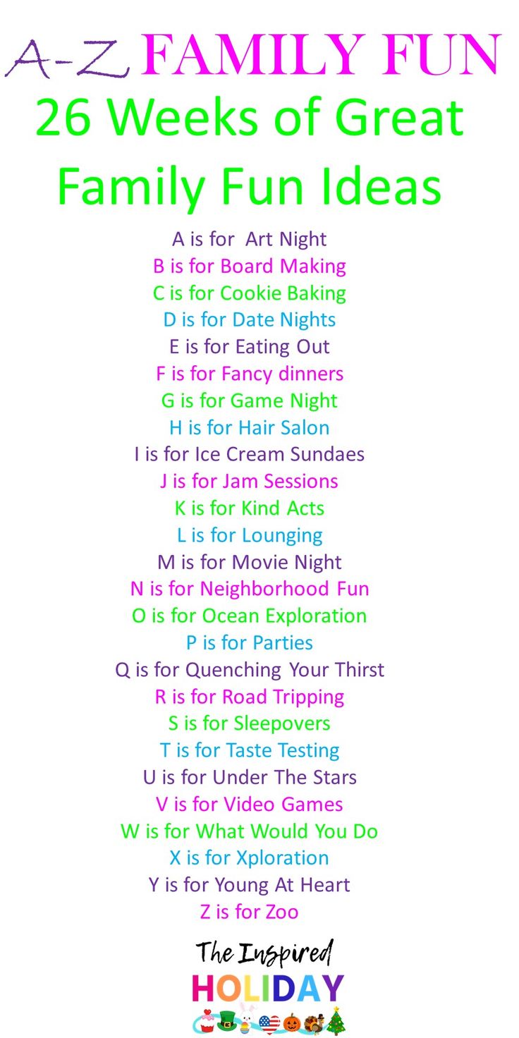 a family fun poster with the words family fun written in different colors and font on it