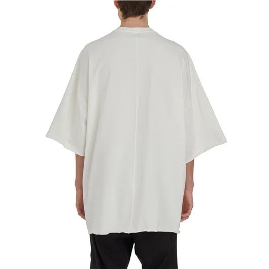 Rick Owens Mainline Jumbo Tommy Shirt Designer's ID: RU01D3283-BA Rick Owens Mainline Tommy Oversized t-shirt, coming of the SS24 LUXOR Collection, featuring a jumbo oversized fit, a rounded neck, in a smooth white cotton material. Color: White Composition: 100% Cotton Made in ITALY White Relaxed Fit Half Sleeve T-shirt, Oversized Cotton Shirt With Half Sleeves, Oversized Half Sleeve Cotton Tops, Relaxed Fit Half Sleeve Tops For Streetwear, Relaxed Fit Short Sleeve Top For Streetwear, White Relaxed Fit Half Sleeve Top, White Relaxed Fit Top With Half Sleeves, Oversized Half Sleeve Tops For Streetwear, Oversized White Drop Shoulder Top