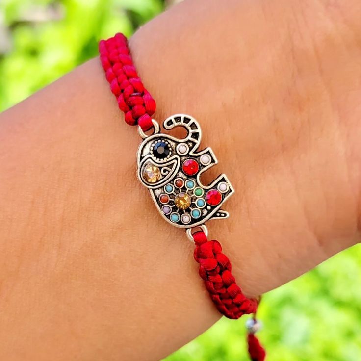 Cute Vintage Elephant Charm Bracelet, Hand-Woven With Nylon Cord 1mm Adjustable Bracelet Great To Wear Everyday And Everywhere. Size: 6 Inches When Fully Closed And 11 Inches When Fully Open It's Made Adjustable So It Will Fit You Just Perfectly! Casual Red Braided Bracelets, Handmade Red Braided Bracelets With Nylon Cord, Handmade Red Braided Nylon Cord Bracelets, Red Nylon Cord Friendship Bracelet, Handmade Red Nylon Cord Braided Bracelets, Red Braided Bracelets With Adjustable Nylon Cord, Red Braided Nylon Bracelets With Adjustable Cord, Red Braided Bracelet With Adjustable Nylon Cord, Adjustable Red Braided Nylon Cord Bracelet